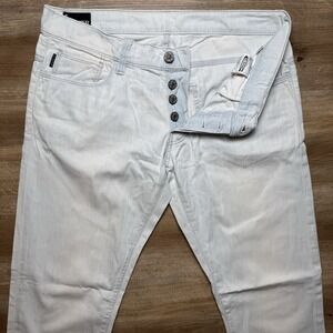 G Star RAW Jeans Men 36x32 White Blue Dexter Super Slim Contrast Modern Pants